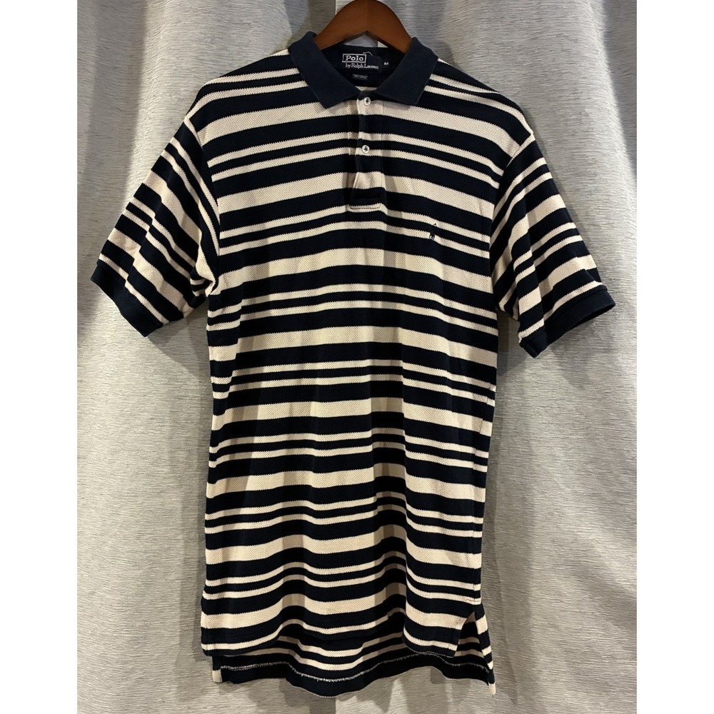 Vintage Polo‎ by Ralph Lauren 90s Navy Striped Men's Medium Polo Shirt